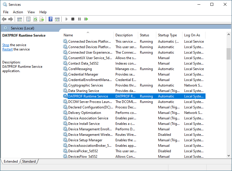 DATPROF Runtime as a Windows Service installed.PNG