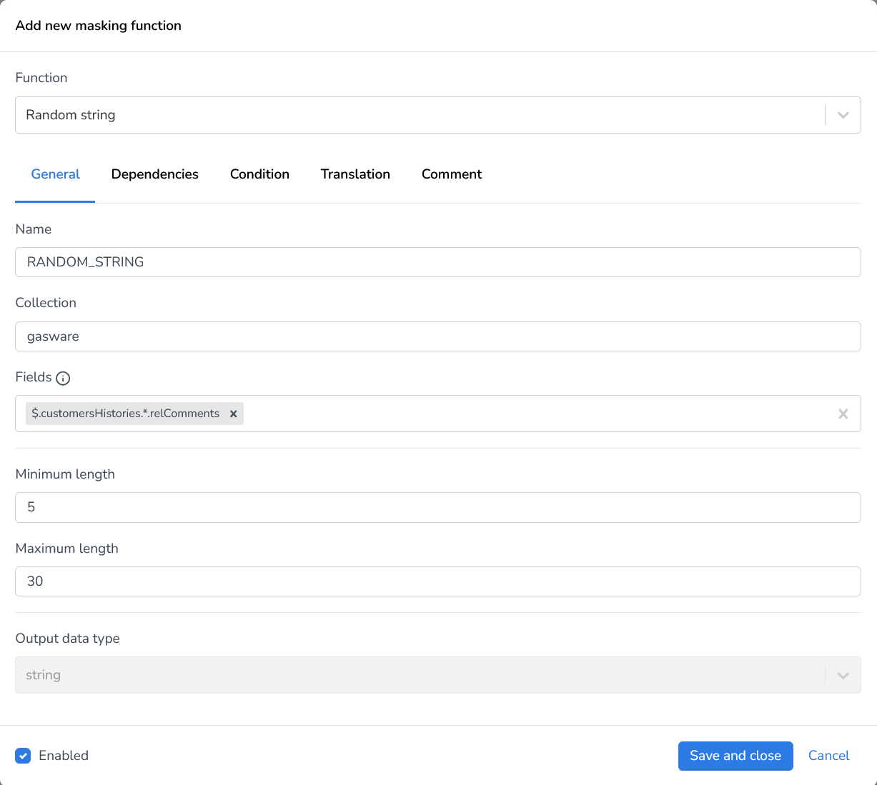 DATPROF Runtime MongoDB Random String Function.png