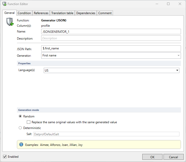 DATPROF Privacy Masking Json firstname generator settings.png