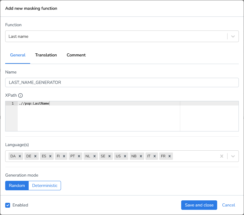 DATPROF Runtime File Masking XML Masking Function Last Name.png