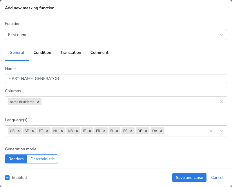 DATPROF Runtime JSONL File Masking First Name Generator Function.png